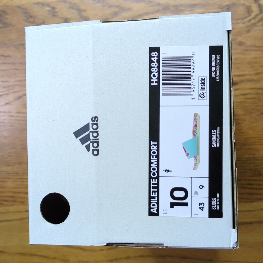 NIB FARM Rio Slide Sandals Adidas Collaboration Women's Size 10 Blue Beach Print - Picture 11 of 14